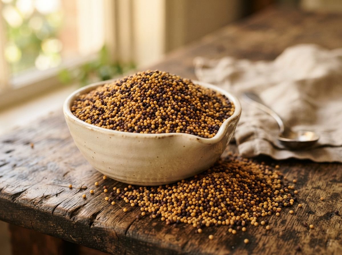 Mustard seed as it appears in a working ComidaTime pantry.