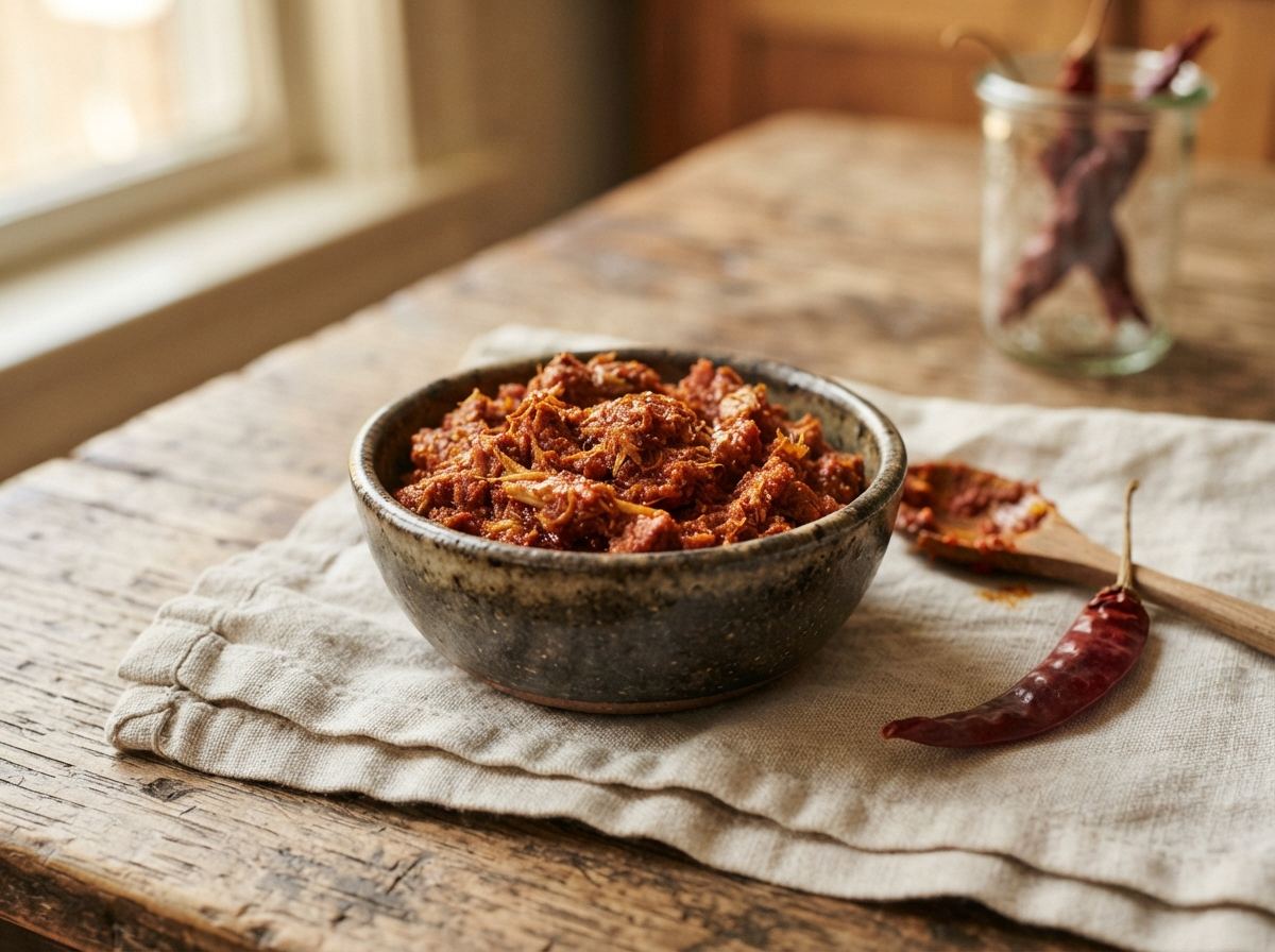 Red curry paste as it appears in a working ComidaTime pantry.