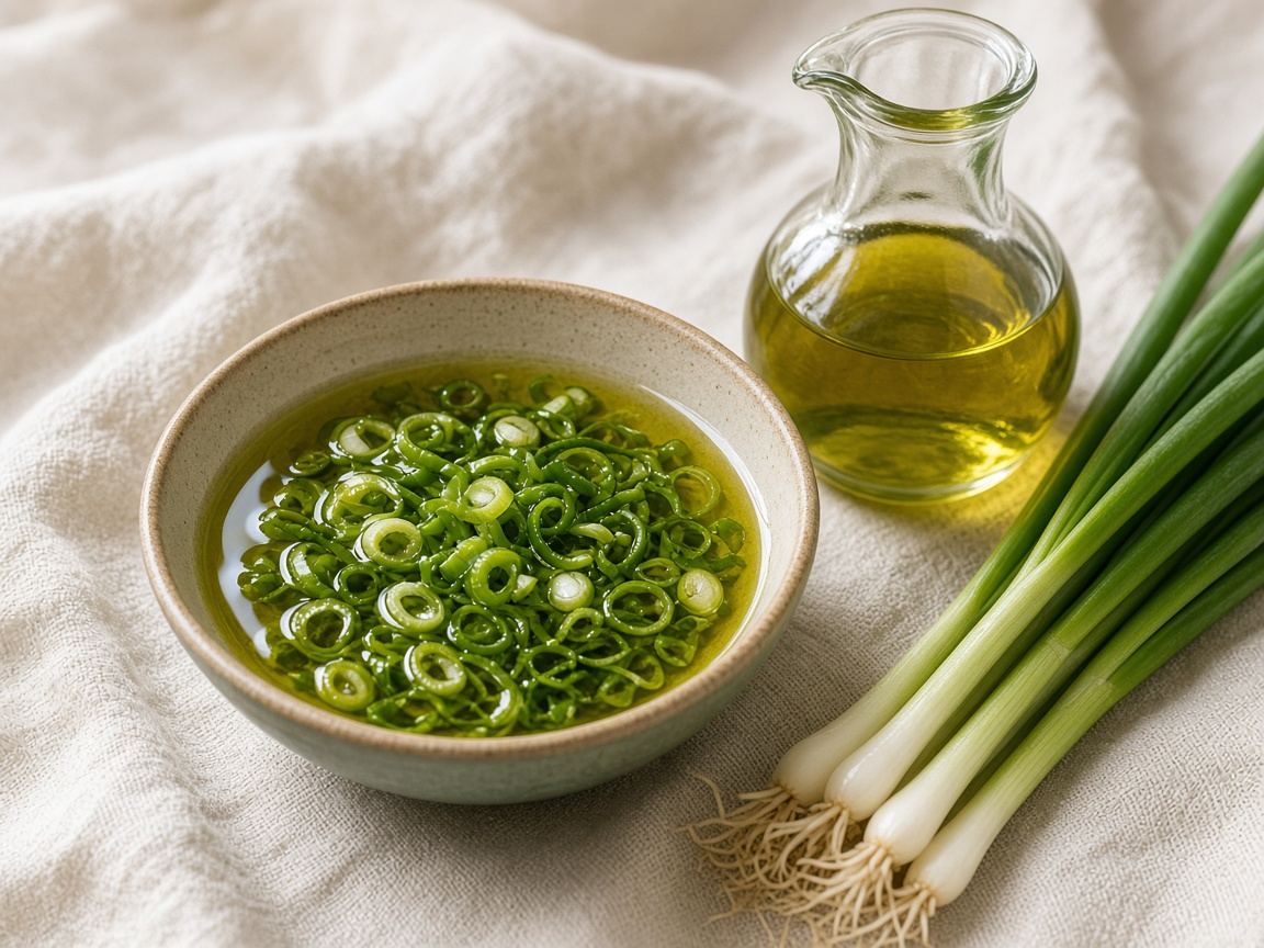 Scallion oil as it appears in a working ComidaTime pantry.