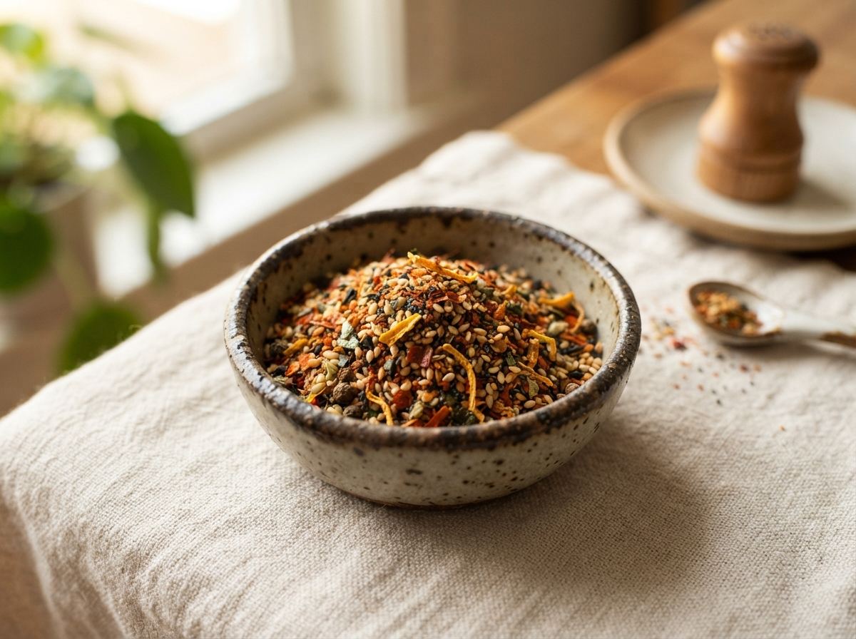 Shichimi tōgarashi as it appears in a working ComidaTime pantry.