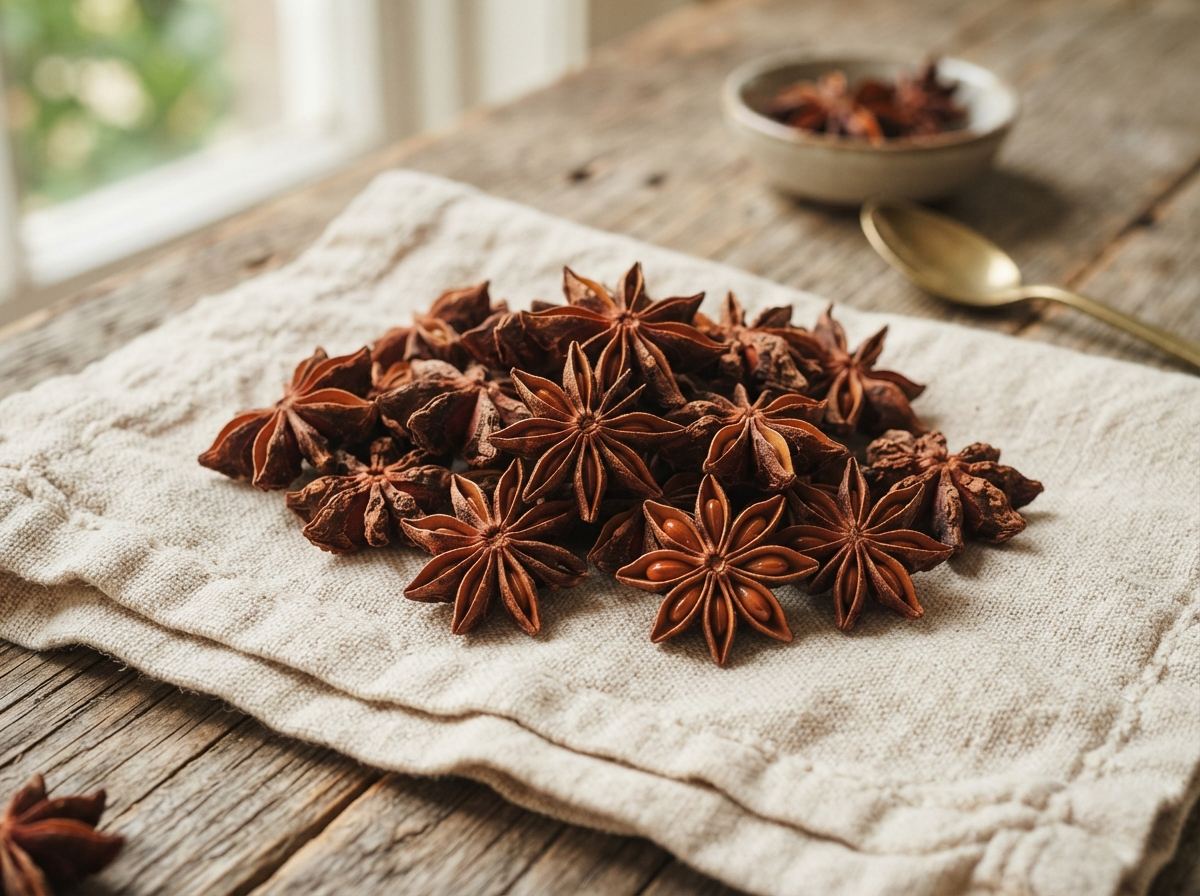 Star anise as it appears in a working ComidaTime pantry.