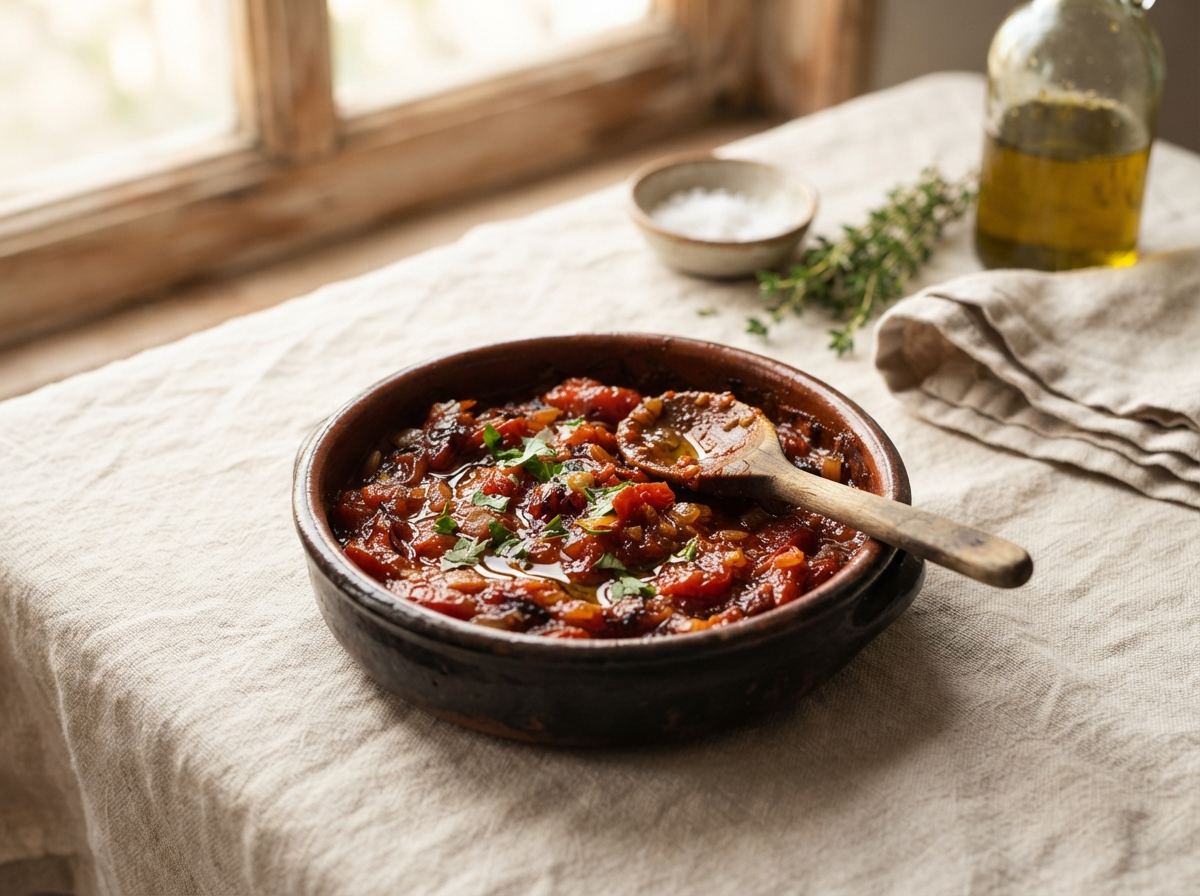 Tomato sofrito as it appears in a working ComidaTime pantry.